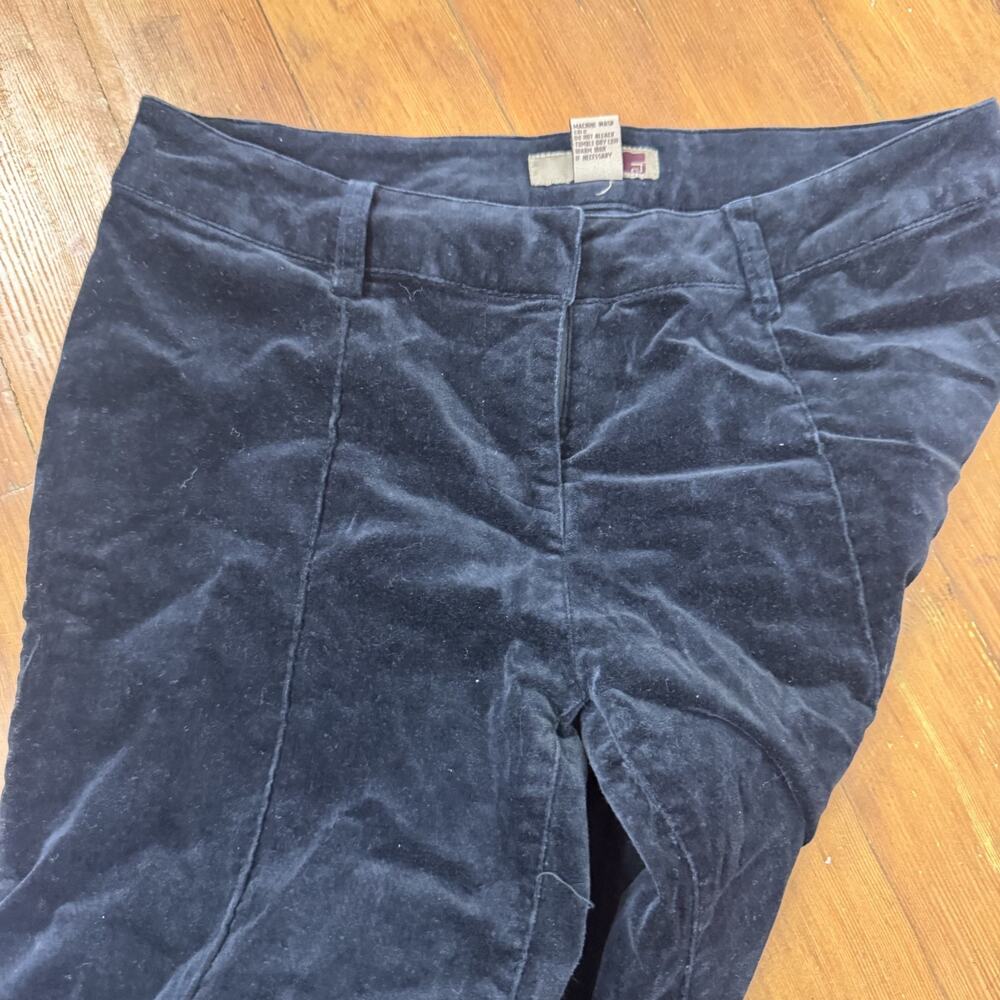 Vintage Black Velvet Front Seam Flared Low Rise Dress Pants Stretch Y2K 9 - Picture 4 of 5